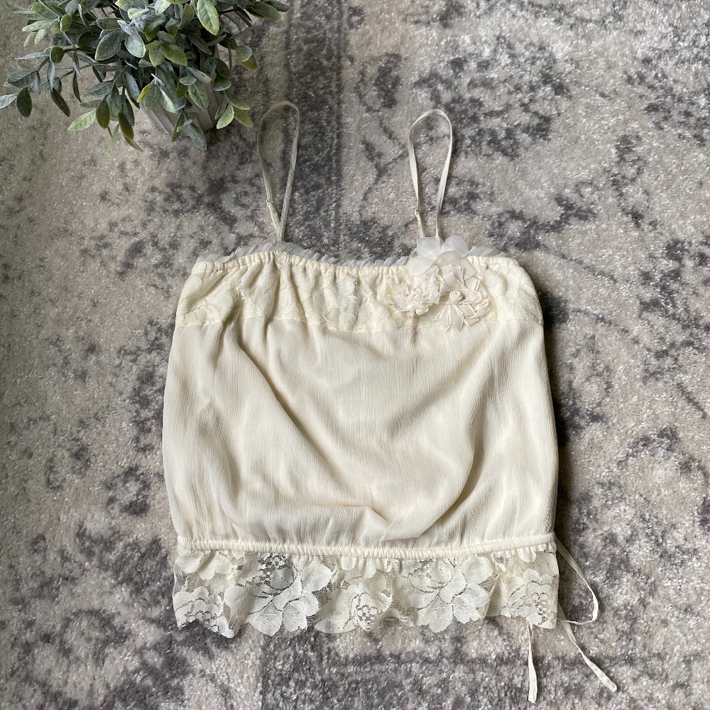 AEO | American Eagle | Crop Floral Lace Tank